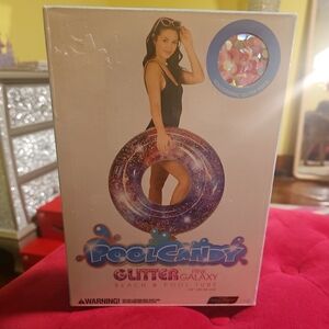 NIB Pool Candy Pink Galaxy Beach & Pool 36" Tube Holographic Glitter Inside
